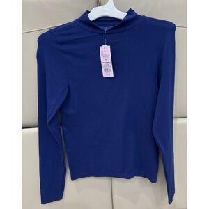 NWT Wild‎ Fable Pullover Womens XL Blue Mock Neck Long Sleeve Stretch Top Basic